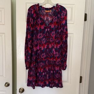 Oliphant Vibrant Pink and Blue Long Sleeve Dress